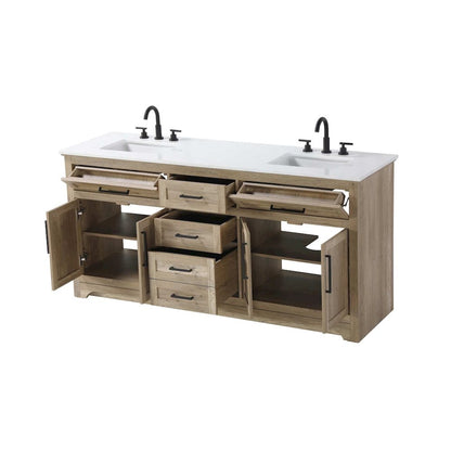 72 inch Double Bathroom Vanity in Natural oak