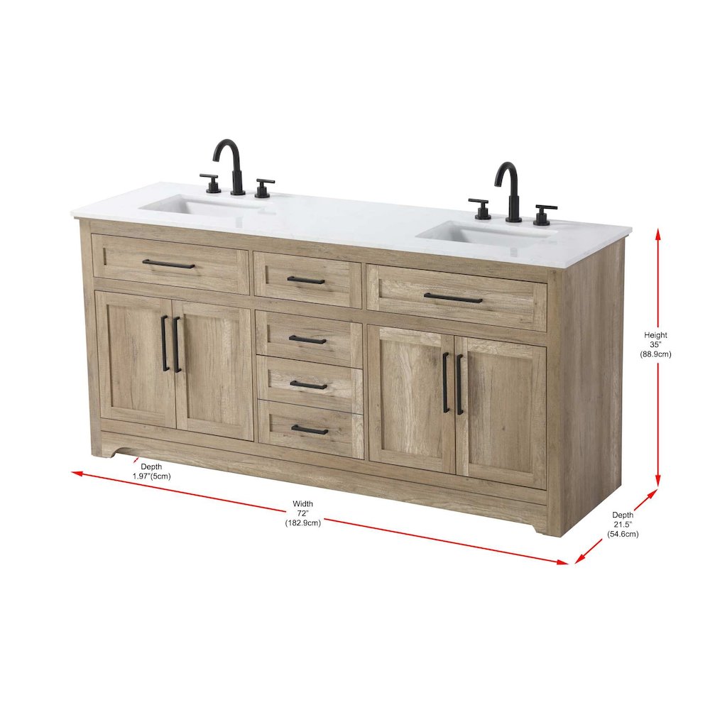 72 inch Double Bathroom Vanity in Natural oak