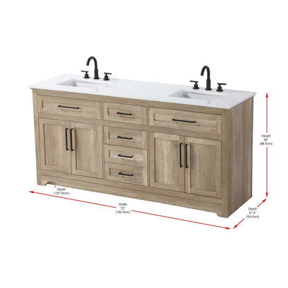 72 inch Double Bathroom Vanity in Natural oak