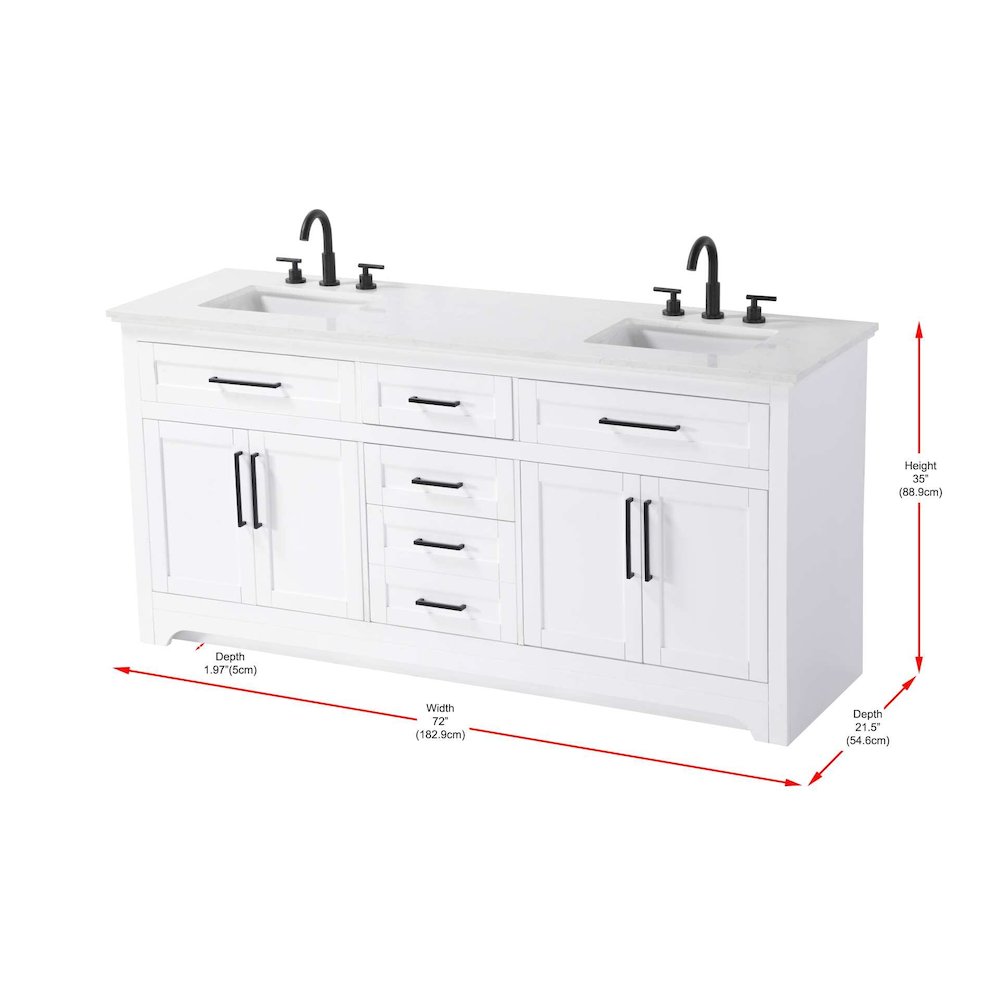72 inch Double Bathroom Vanity in White