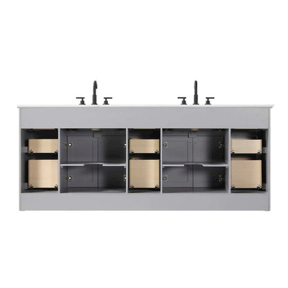84 inch Double Bathroom Vanity in Grey