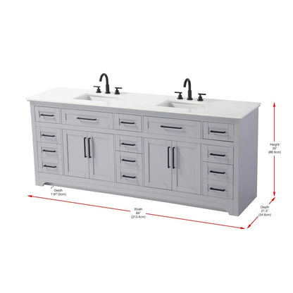 84 inch Double Bathroom Vanity in Grey