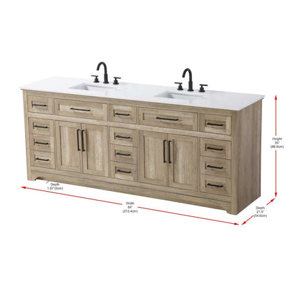 84 inch Double Bathroom Vanity in Natural oak
