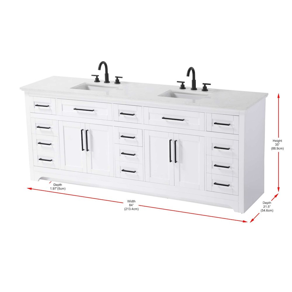 84 inch Double Bathroom Vanity in White
