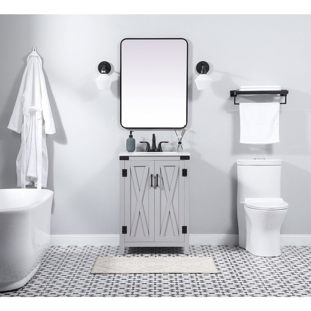 24 inch Single bathroom vanity in grey