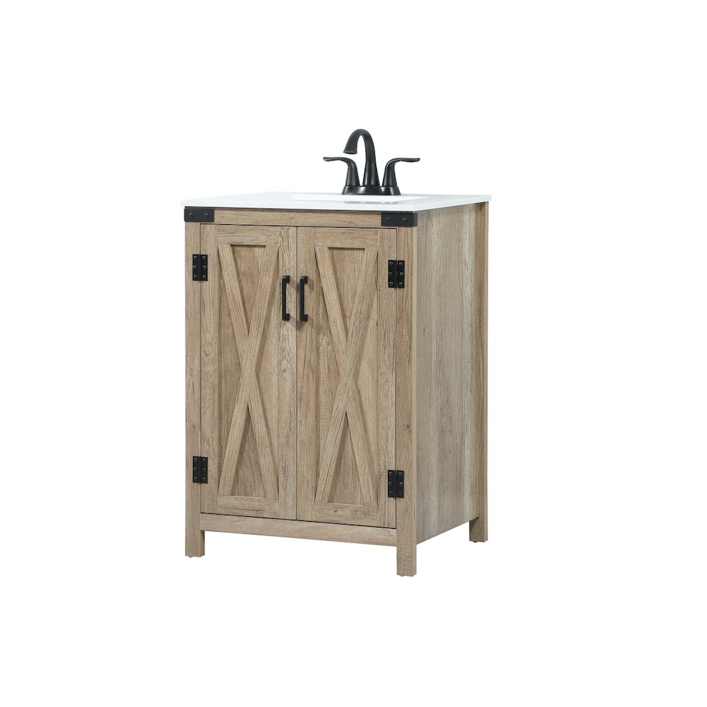24 inch Single bathroom vanity in natural oak