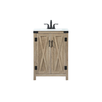 24 inch Single bathroom vanity in natural oak