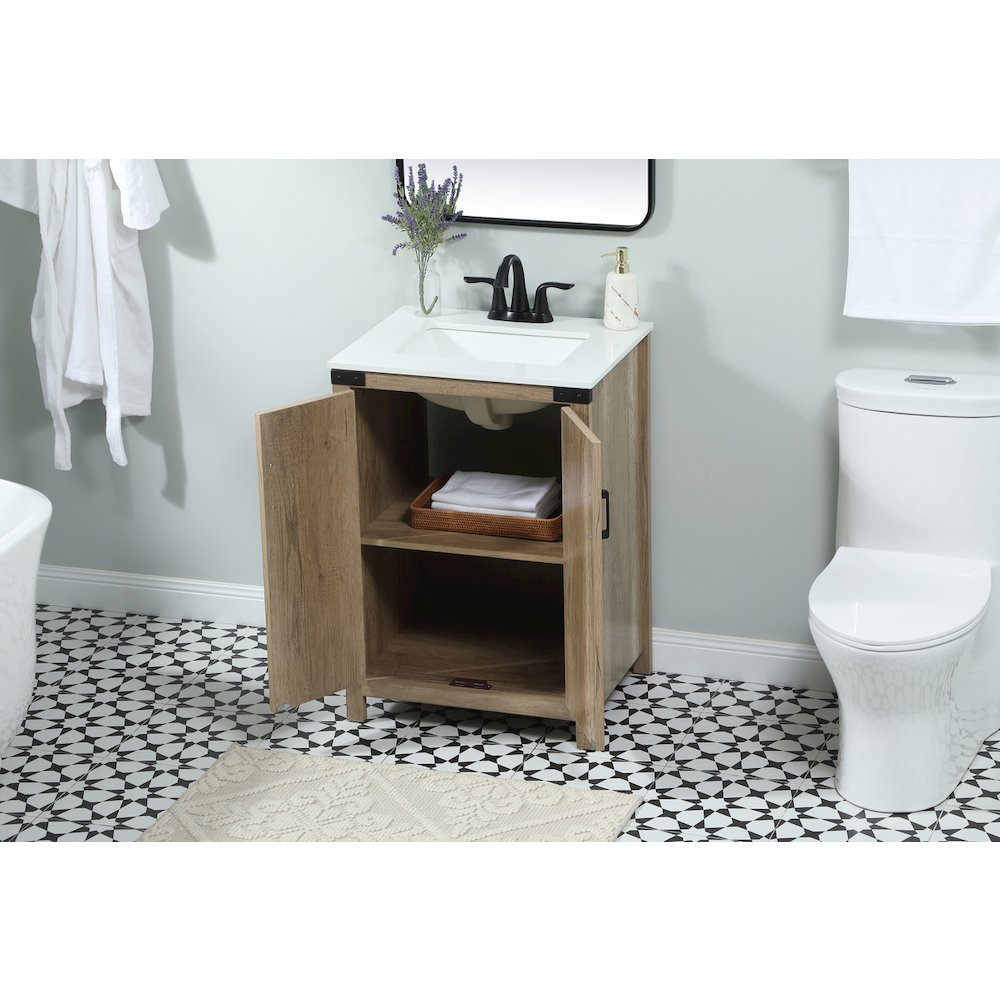24 inch Single bathroom vanity in natural oak