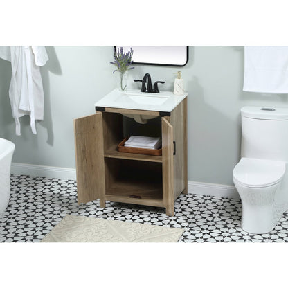 24 inch Single bathroom vanity in natural oak