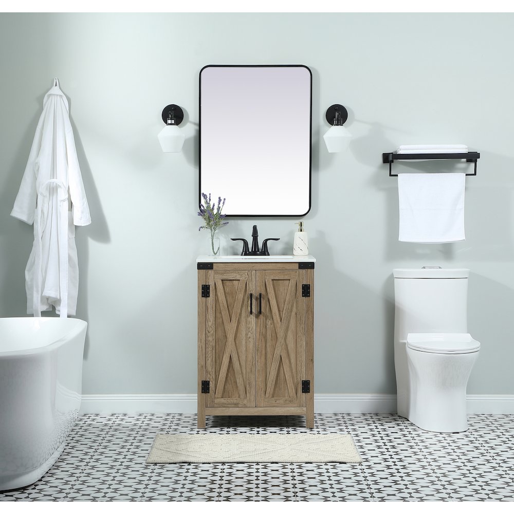 24 inch Single bathroom vanity in natural oak