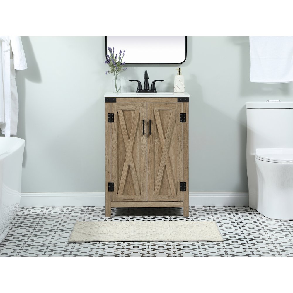 24 inch Single bathroom vanity in natural oak