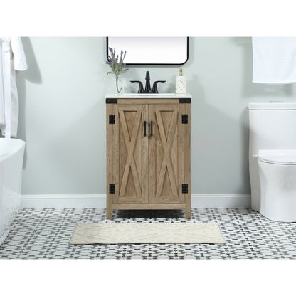 24 inch Single bathroom vanity in natural oak