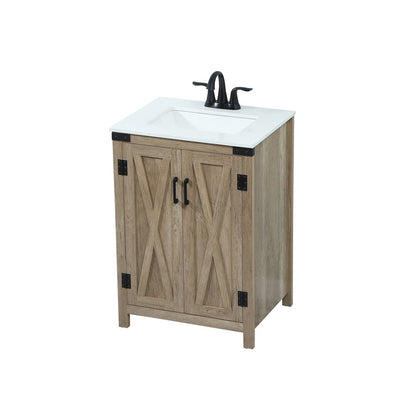 24 inch Single bathroom vanity in natural oak