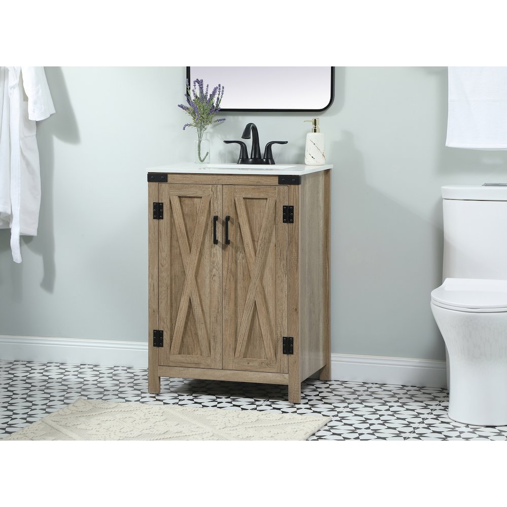 24 inch Single bathroom vanity in natural oak