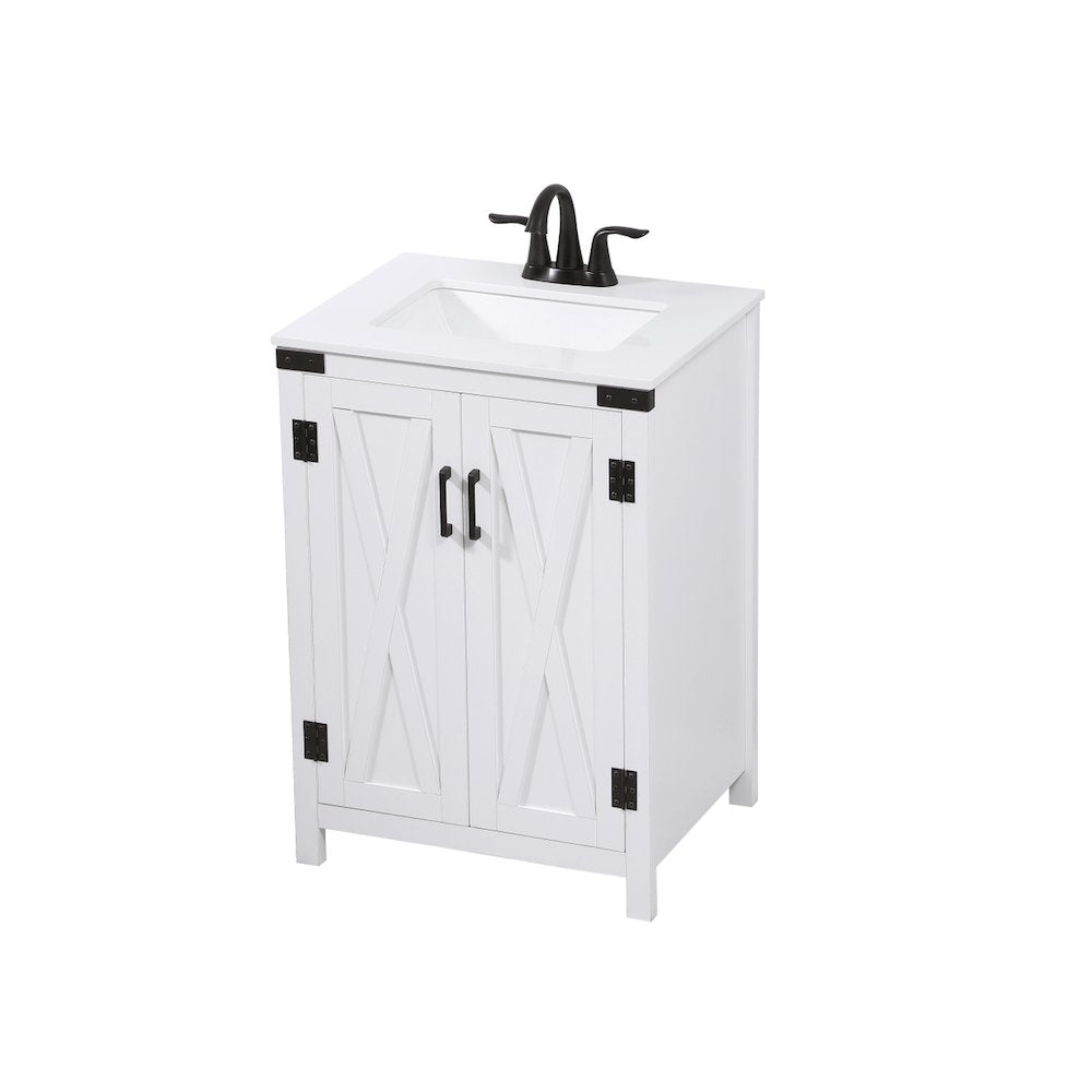 24 inch Single bathroom vanity in white