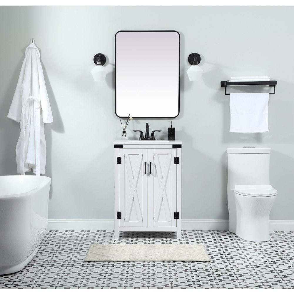 24 inch Single bathroom vanity in white