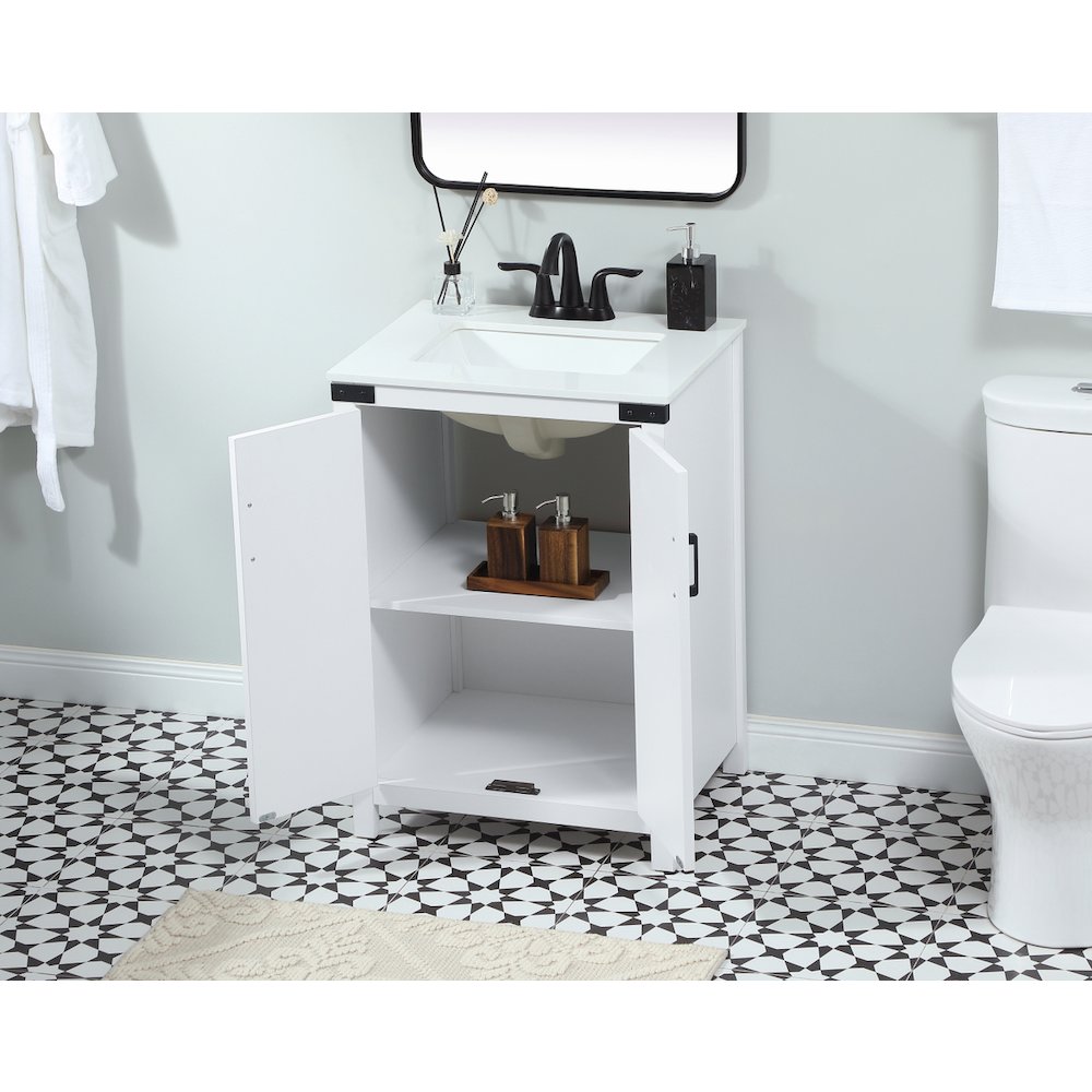 24 inch Single bathroom vanity in white