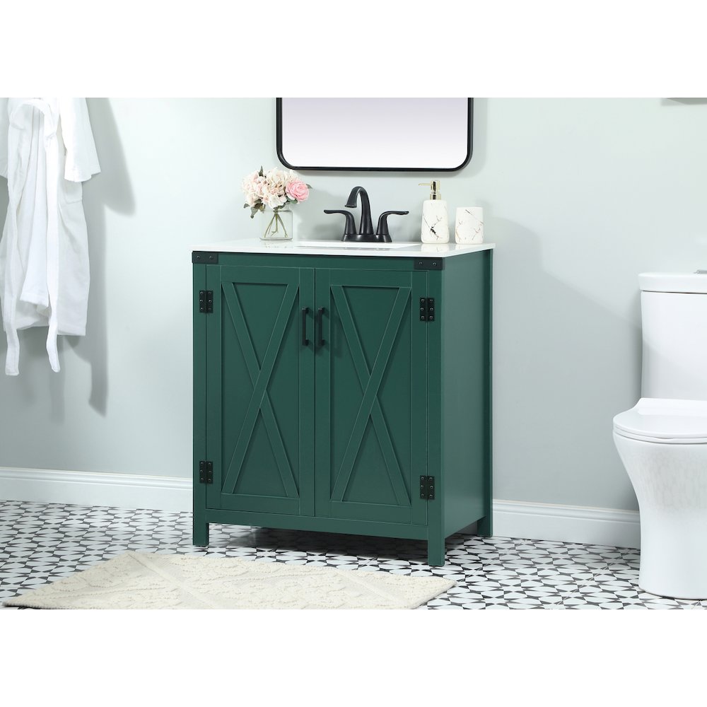 30 inch Single bathroom vanity in green