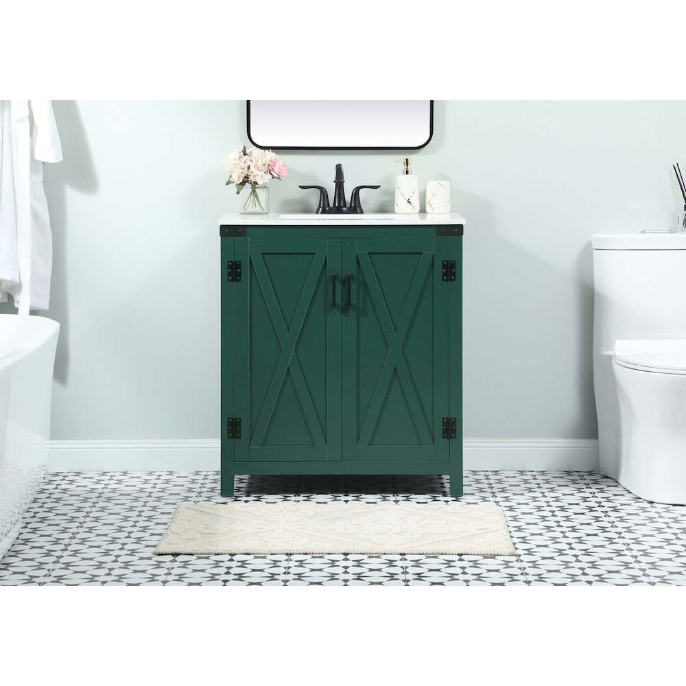30 inch Single bathroom vanity in green