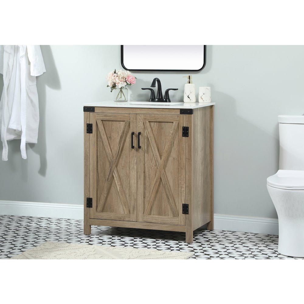 30 inch Single bathroom vanity in natural oak