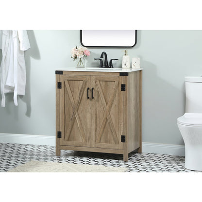 30 inch Single bathroom vanity in natural oak