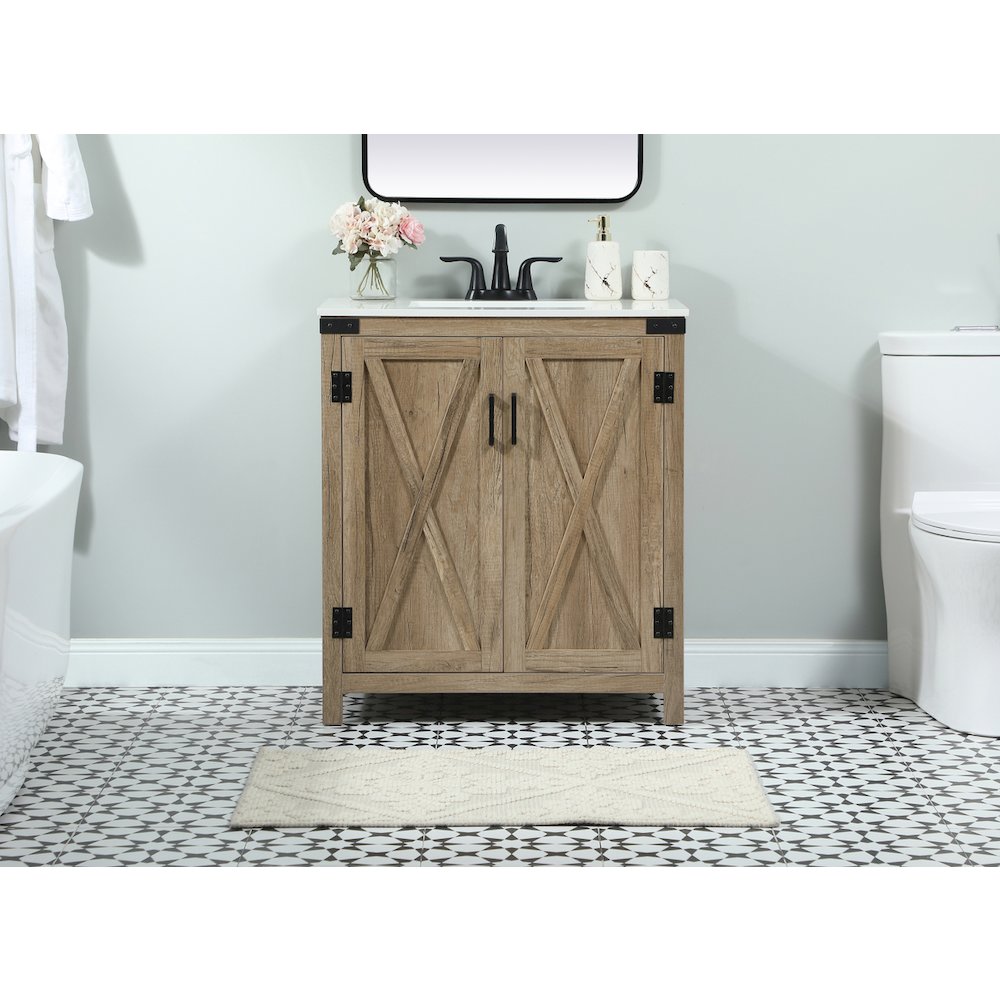 30 inch Single bathroom vanity in natural oak
