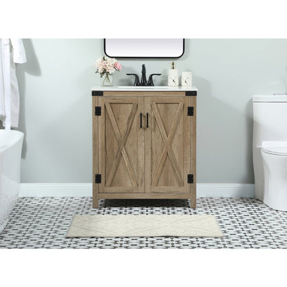 30 inch Single bathroom vanity in natural oak