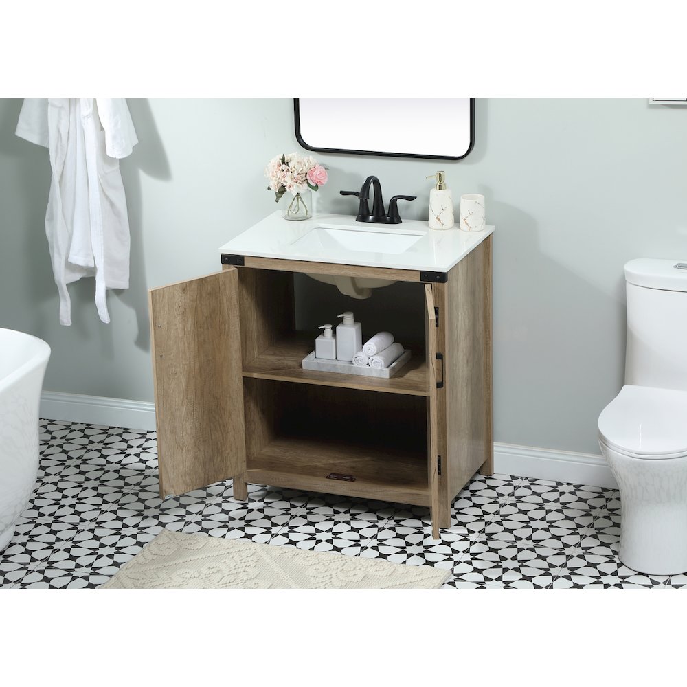 30 inch Single bathroom vanity in natural oak