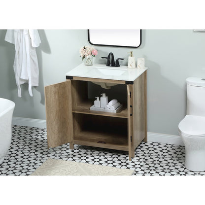 30 inch Single bathroom vanity in natural oak