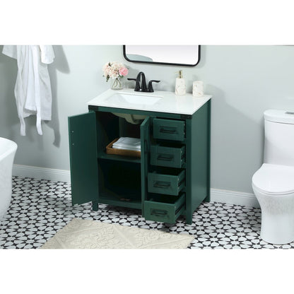 32 inch Single bathroom vanity in green