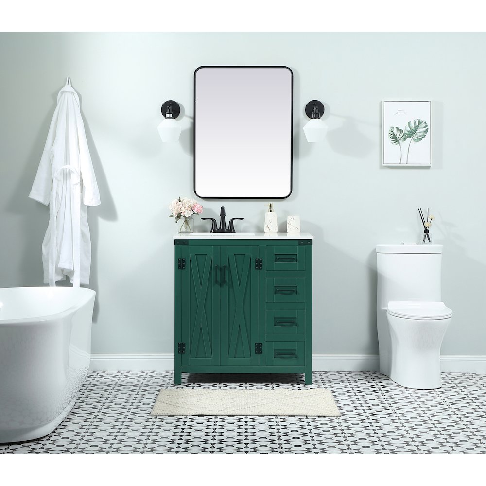 32 inch Single bathroom vanity in green