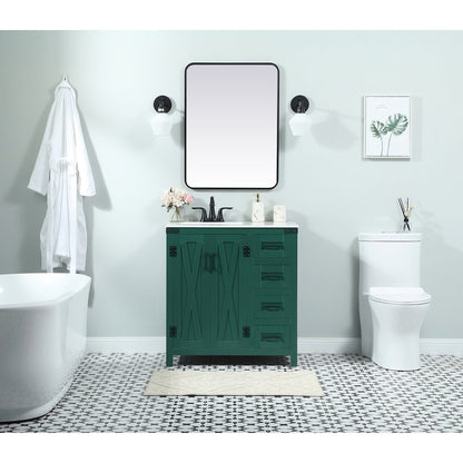 32 inch Single bathroom vanity in green
