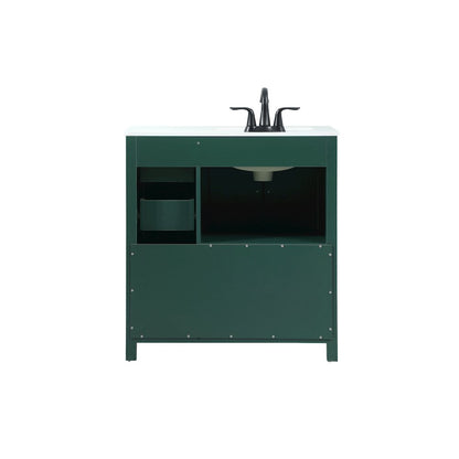 32 inch Single bathroom vanity in green