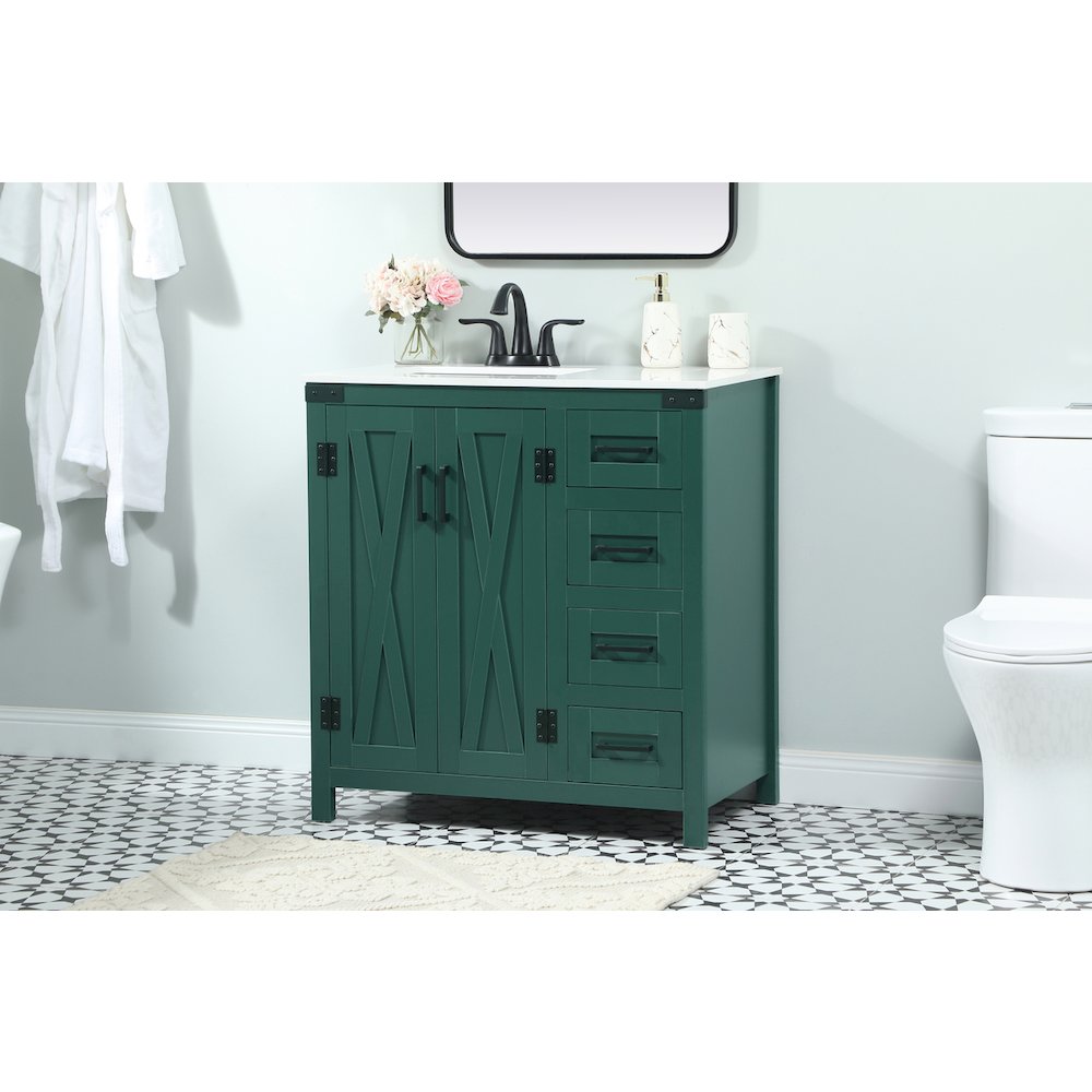 32 inch Single bathroom vanity in green
