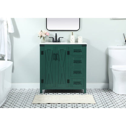 32 inch Single bathroom vanity in green