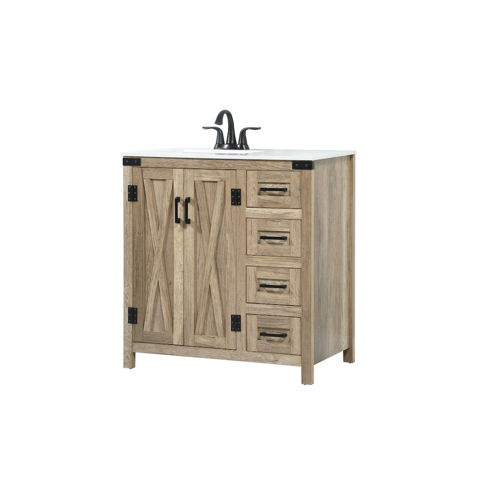 32 inch Single bathroom vanity in natural oak