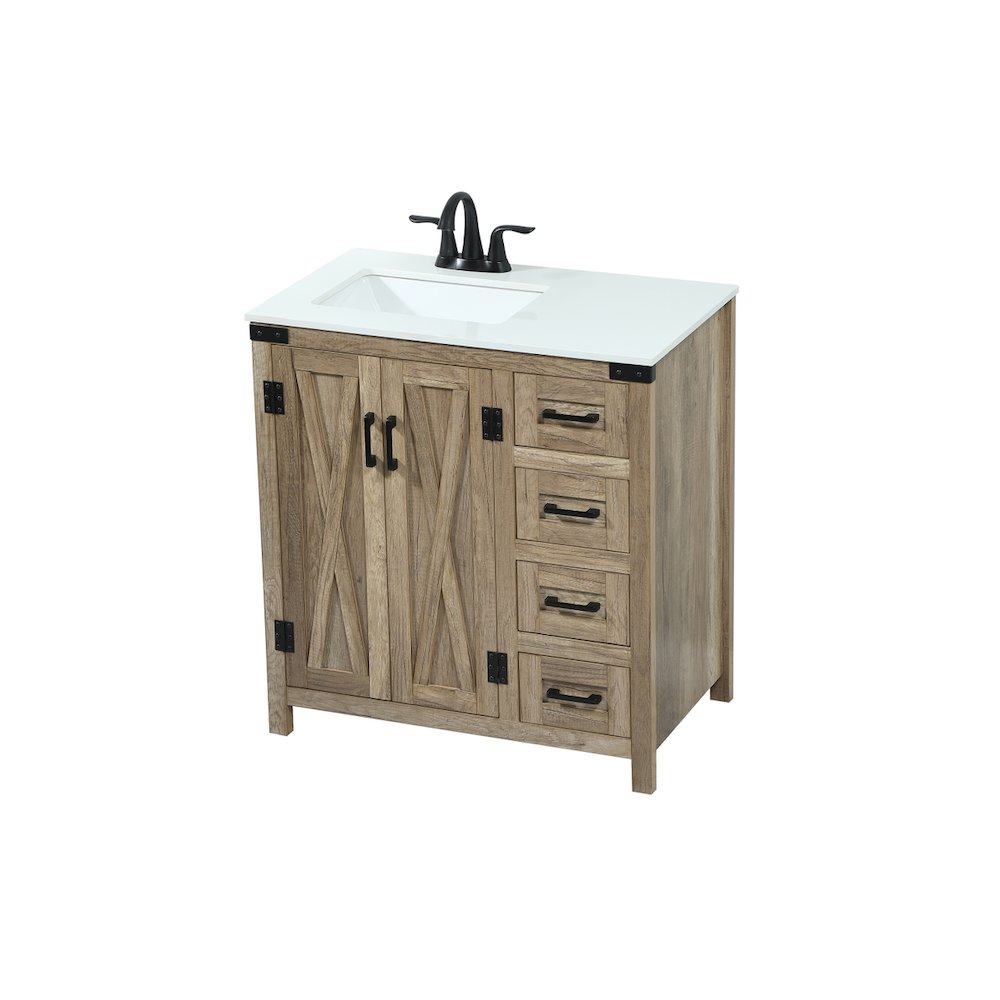 32 inch Single bathroom vanity in natural oak