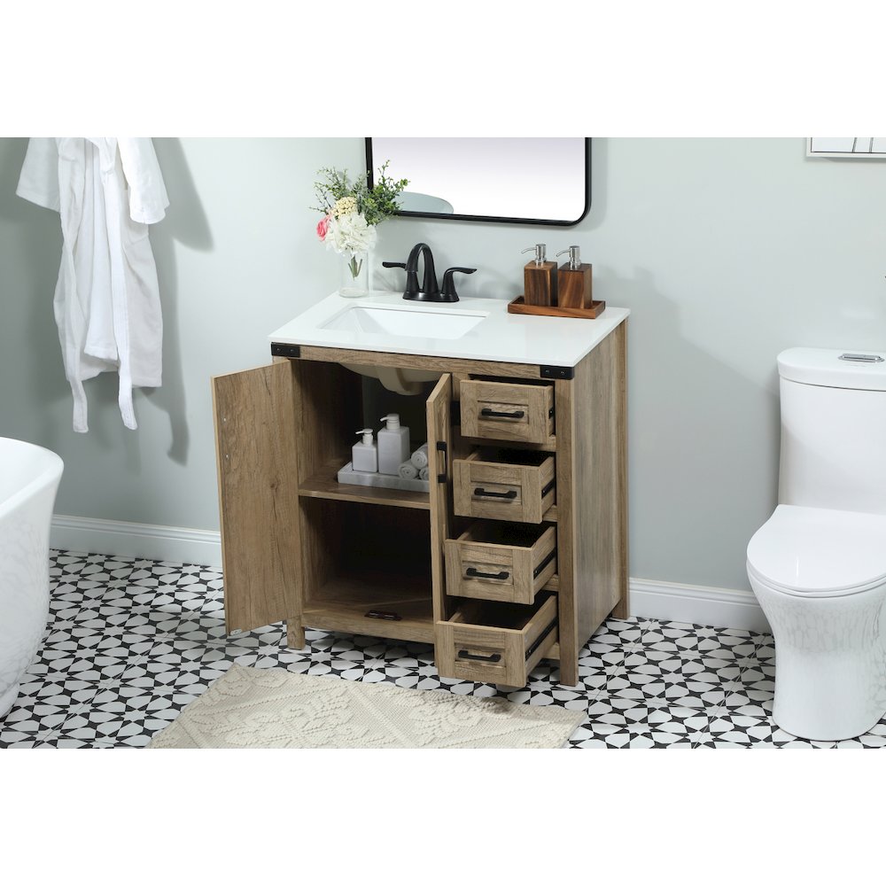 32 inch Single bathroom vanity in natural oak