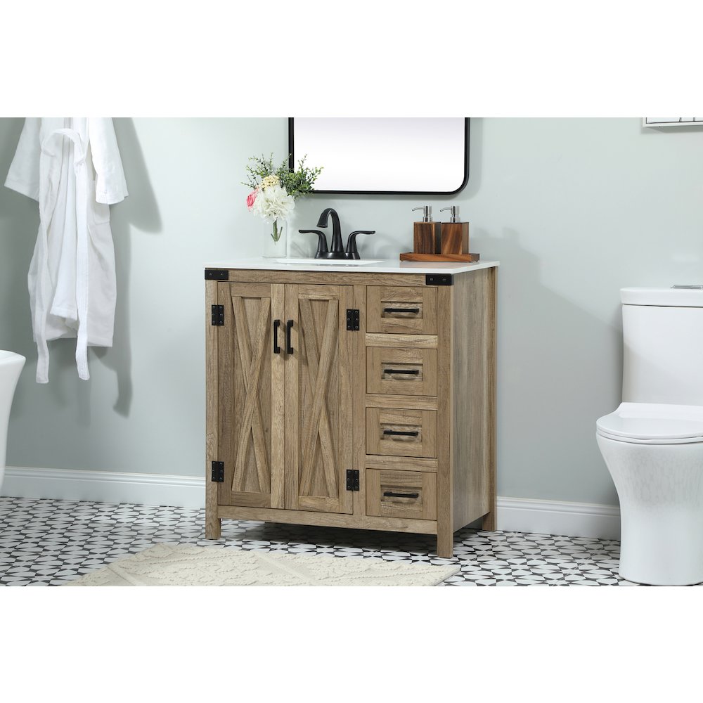 32 inch Single bathroom vanity in natural oak