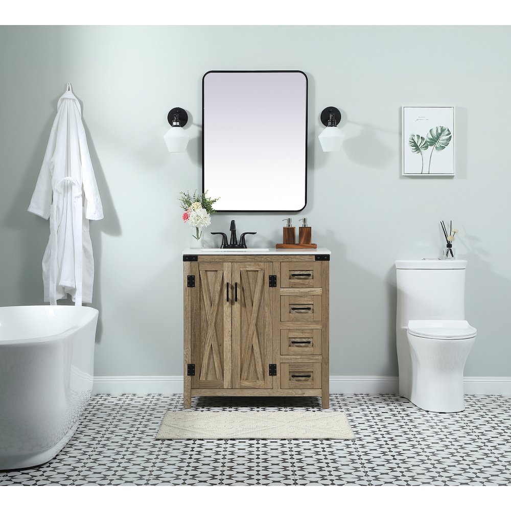 32 inch Single bathroom vanity in natural oak