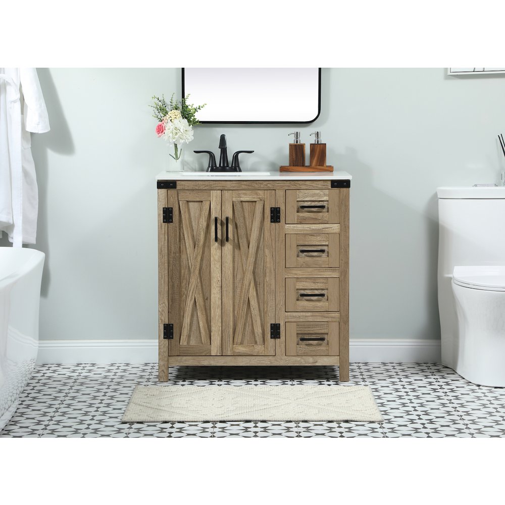 32 inch Single bathroom vanity in natural oak