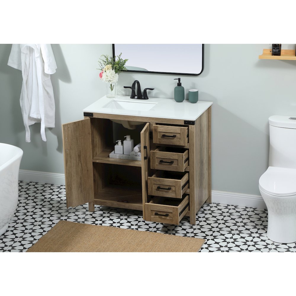 36 inch Single bathroom vanity in natural oak
