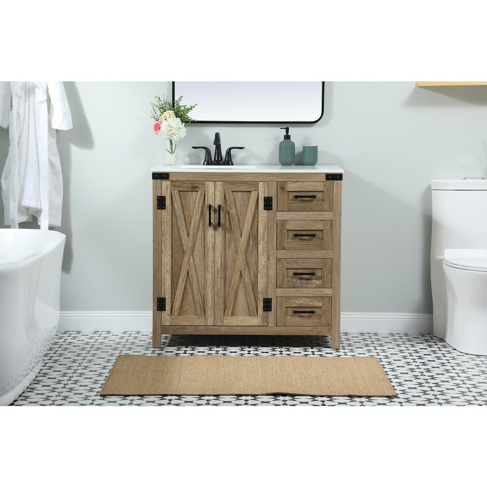 36 inch Single bathroom vanity in natural oak