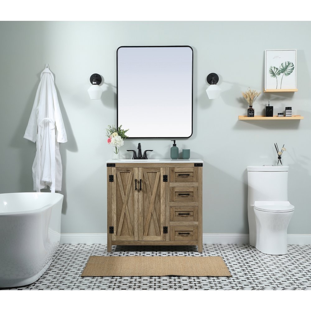 36 inch Single bathroom vanity in natural oak