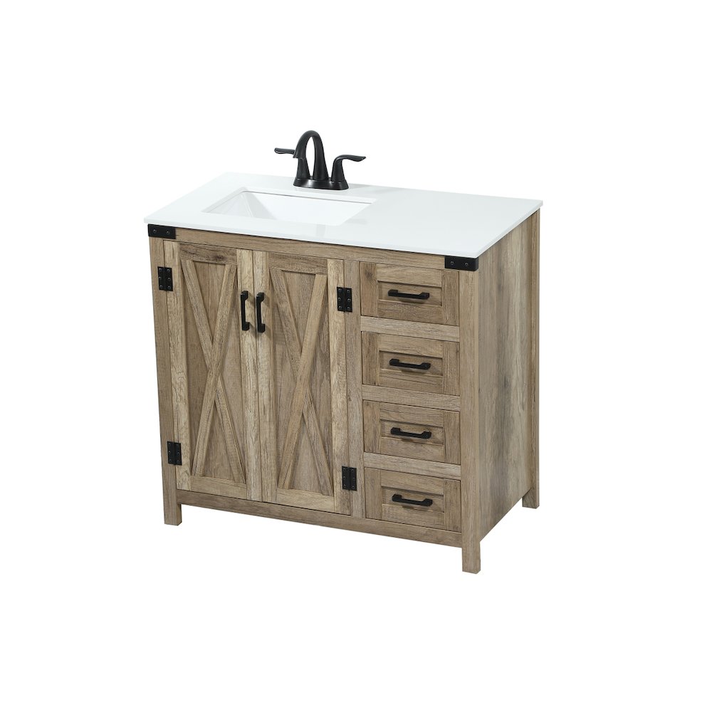 36 inch Single bathroom vanity in natural oak