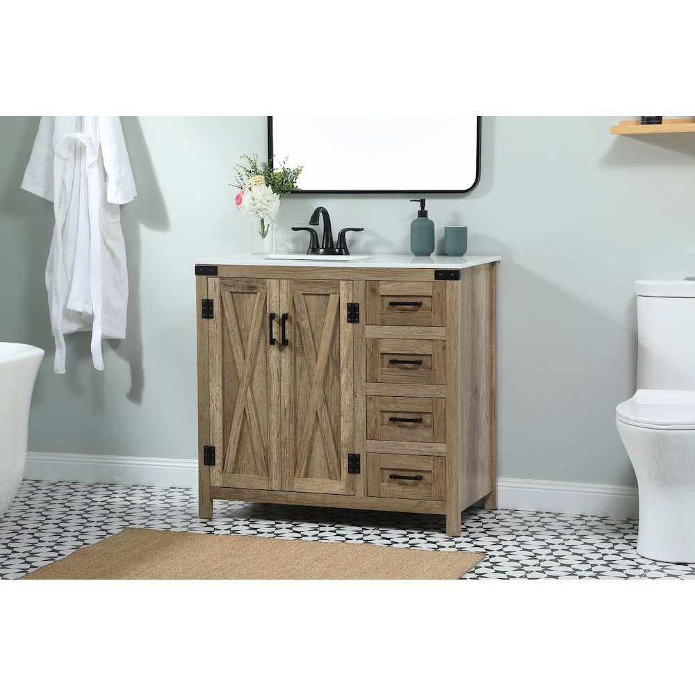 36 inch Single bathroom vanity in natural oak