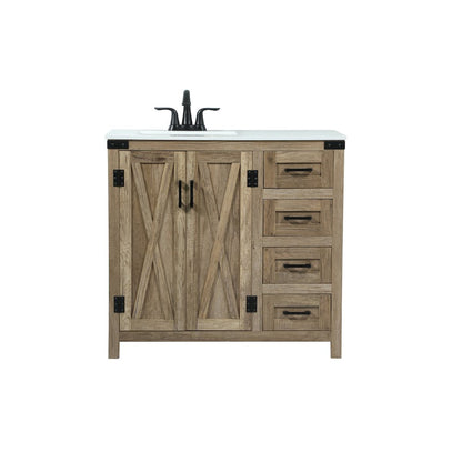 36 inch Single bathroom vanity in natural oak