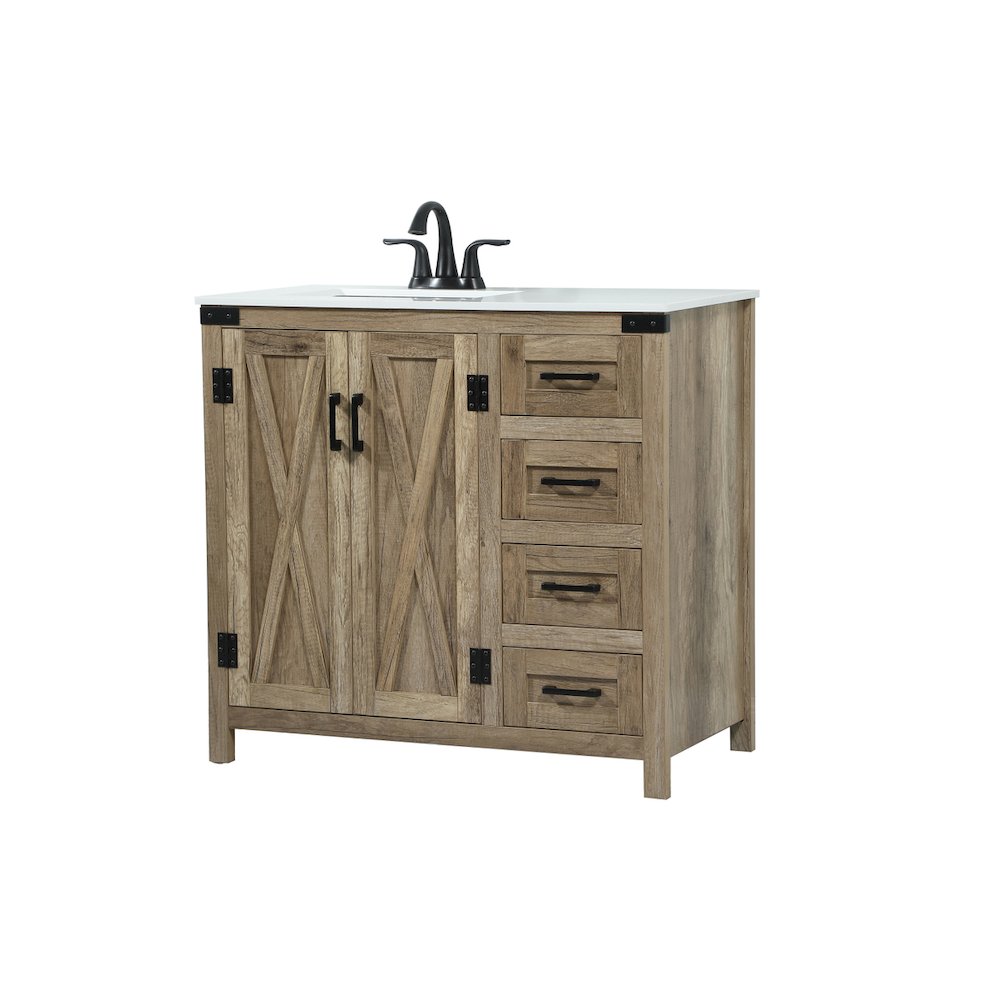 36 inch Single bathroom vanity in natural oak