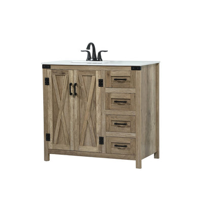 36 inch Single bathroom vanity in natural oak