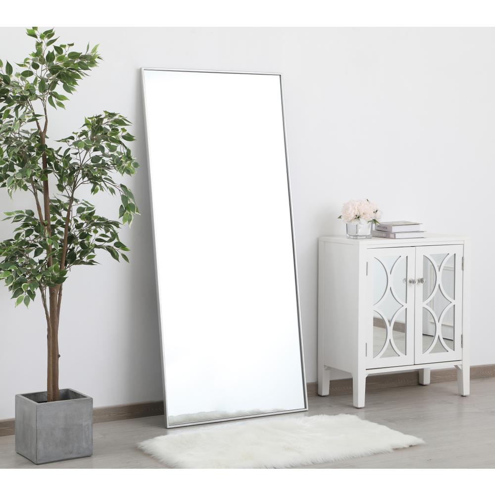 Metal frame rectangle mirror 30 inch in silver